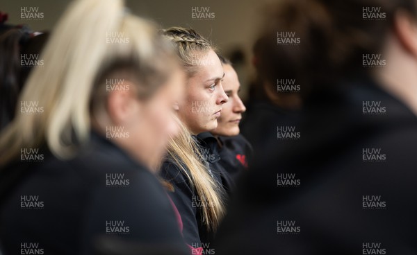 301023 - Wales Women Rugby Match Review - Hannah Jones during a match review of the game against New Zealand after they arrive in Auckland 