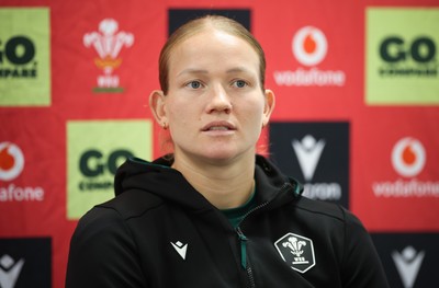 071026 Wales Women Media Conference - Carys Cox during a media conference ahead of the WXV matches in Japan