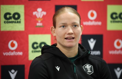 071026 Wales Women Media Conference - Carys Cox during a media conference ahead of the WXV matches in Japan
