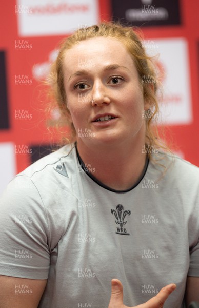 110423 - Wales Women Rugby Media Interviews - Abbie Fleming during a media interview session ahead of the TicTok Women’s 6 Nations match against England