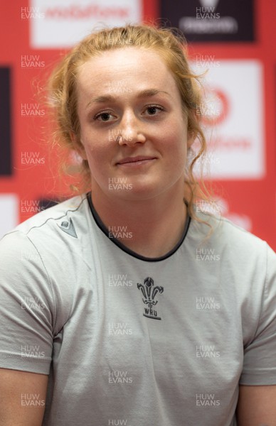 110423 - Wales Women Rugby Media Interviews - Abbie Fleming during a media interview session ahead of the TicTok Women’s 6 Nations match against England