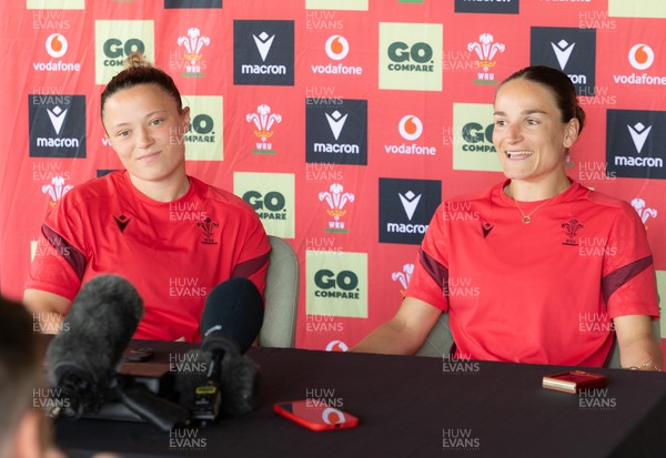 150626 - Wales Women Rugby Media Session - Alisha Joyce, left,  and Jasmine Joyce during a media session ahead of the match against The Barbarians at the Allianz Stadium