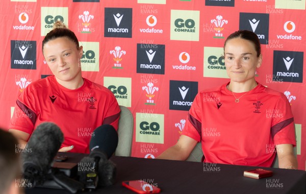 150626 - Wales Women Rugby Media Session - Alisha Joyce, left,  and Jasmine Joyce during a media session ahead of the match against The Barbarians at the Allianz Stadium