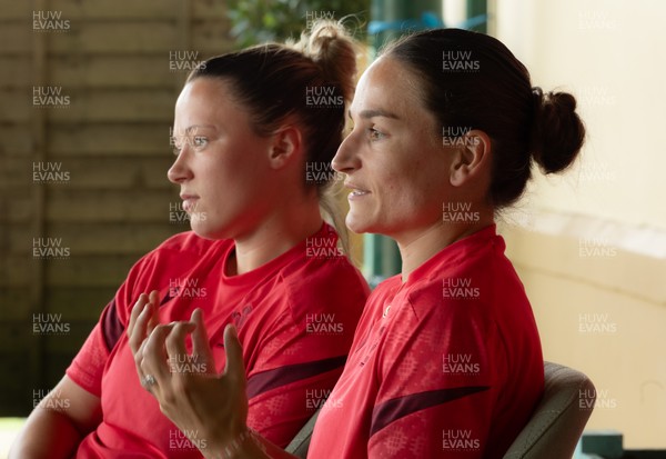 150626 - Wales Women Rugby Media Session - Alisha Joyce, left,  and Jasmine Joyce during a media session ahead of the match against The Barbarians at the Allianz Stadium