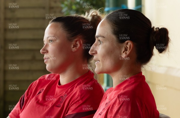150626 - Wales Women Rugby Media Session - Alisha Joyce, left,  and Jasmine Joyce during a media session ahead of the match against The Barbarians at the Allianz Stadium
