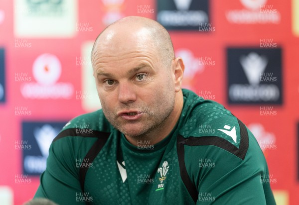 150926 Wales Women Rugby Media Conference - Sean Lynn, Wales head coach during a media conference ahead of the WXV match against South Africa