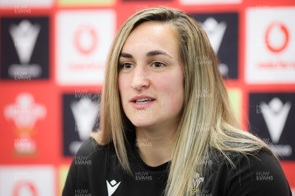 160424 - Wales Women Rugby Media Conference - Courtney Keight during a media session ahead of Wales’ Guinness Women’s 6 Nations match against France