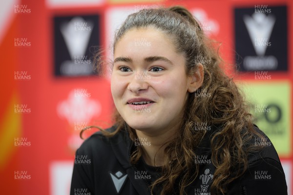 160424 - Wales Women Rugby Media Conference - Gwennan Hopkins during a media session ahead of Wales’ Guinness Women’s 6 Nations match against France
