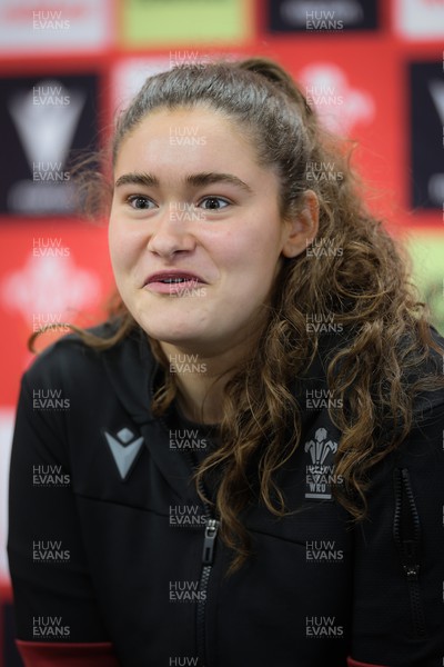 160424 - Wales Women Rugby Media Conference - Gwennan Hopkins during a media session ahead of Wales’ Guinness Women’s 6 Nations match against France