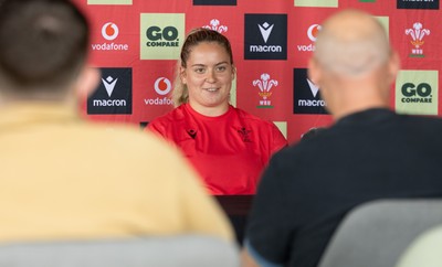 180626 - Wales Women Rugby Media Conference - Freya Bell during a media conference ahead of the match against The Barbarians at the Allianz Stadium