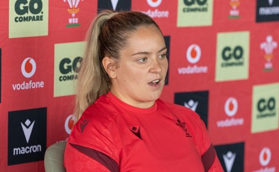 180626 - Wales Women Rugby Media Conference - Freya Bell during a media conference ahead of the match against The Barbarians at the Allianz Stadium
