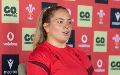 180626 - Wales Women Rugby Media Conference - Freya Bell during a media conference ahead of the match against The Barbarians at the Allianz Stadium