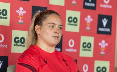 180626 - Wales Women Rugby Media Conference - Freya Bell during a media conference ahead of the match against The Barbarians at the Allianz Stadium