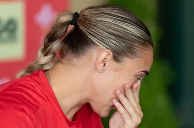 180626 - Wales Women Rugby Media Conference - Anwen Owen becomes tearful when asked what it would mean to win her first Wales Senior cap during a media conference ahead of the match against The Barbarians at the Allianz Stadium