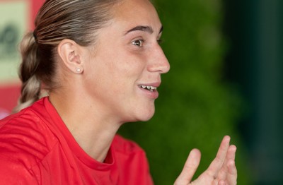 180626 - Wales Women Rugby Media Conference - Anwen Owen becomes tearful when asked what it would mean to win her first Wales Senior cap during a media conference ahead of the match against The Barbarians at the Allianz Stadium