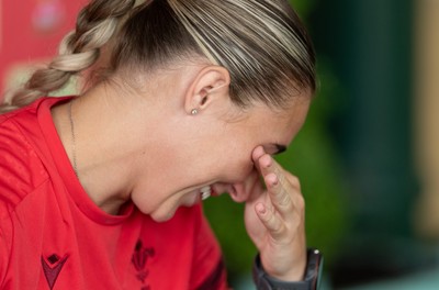 180626 - Wales Women Rugby Media Conference - Anwen Owen becomes tearful when asked what it would mean to win her first Wales Senior cap during a media conference ahead of the match against The Barbarians at the Allianz Stadium