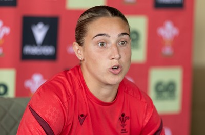 180626 - Wales Women Rugby Media Conference - Anwen Owen during a media conference ahead of the match against The Barbarians at the Allianz Stadium