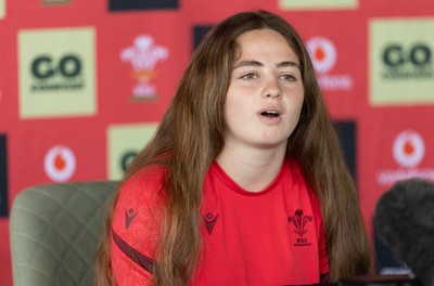 180626 - Wales Women Rugby Media Conference - Lily Hawkins during a media conference ahead of the match against The Barbarians at the Allianz Stadium