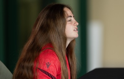 180626 - Wales Women Rugby Media Conference - Lily Hawkins during a media conference ahead of the match against The Barbarians at the Allianz Stadium