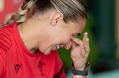180626 - Wales Women Rugby Media Conference - Anwen Owen becomes tearful when asked what it would mean to win her first Wales Senior cap during a media conference ahead of the match against The Barbarians at the Allianz Stadium