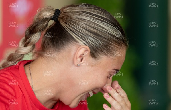 180626 - Wales Women Rugby Media Conference - Anwen Owen becomes tearful when asked what it would mean to win her first Wales Senior cap during a media conference ahead of the match against The Barbarians at the Allianz Stadium