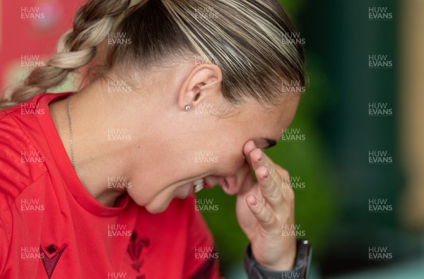 180626 - Wales Women Rugby Media Conference - Anwen Owen becomes tearful when asked what it would mean to win her first Wales Senior cap during a media conference ahead of the match against The Barbarians at the Allianz Stadium
