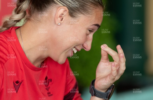 180626 - Wales Women Rugby Media Conference - Anwen Owen becomes tearful when asked what it would mean to win her first Wales Senior cap during a media conference ahead of the match against The Barbarians at the Allianz Stadium