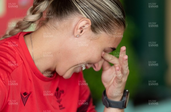 180626 - Wales Women Rugby Media Conference - Anwen Owen becomes tearful when asked what it would mean to win her first Wales Senior cap during a media conference ahead of the match against The Barbarians at the Allianz Stadium