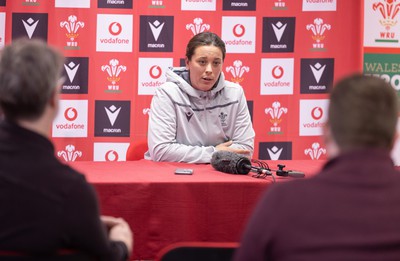 280323 - Wales Women Rugby Media Conference - Sioned Harries of Wales speaks to media ahead of the Women’s 6 Nations match against Scotland