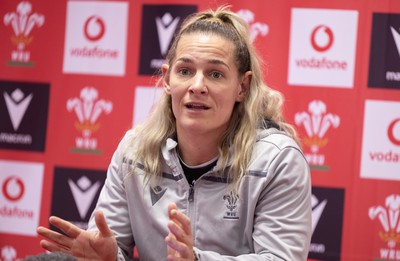 280323 - Wales Women Rugby Media Conference - Kerin Lake of Wales speaks to media ahead of the Women’s 6 Nations match against Scotland