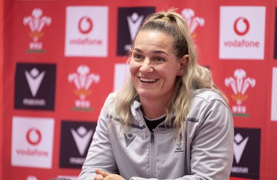 280323 - Wales Women Rugby Media Conference - Kerin Lake of Wales speaks to media ahead of the Women’s 6 Nations match against Scotland