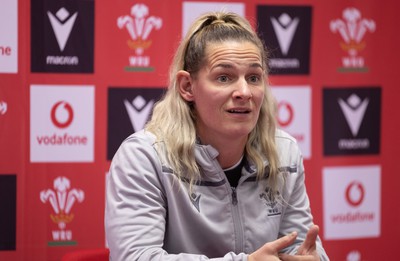 280323 - Wales Women Rugby Media Conference - Kerin Lake of Wales speaks to media ahead of the Women’s 6 Nations match against Scotland