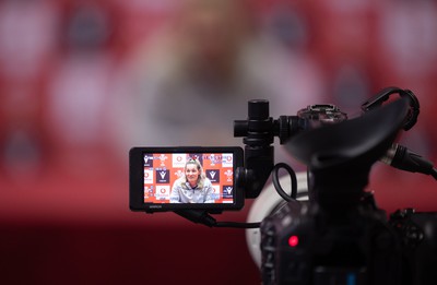 280323 - Wales Women Rugby Media Conference - Kerin Lake of Wales speaks to media ahead of the Women’s 6 Nations match against Scotland