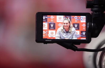 280323 - Wales Women Rugby Media Conference - Kerin Lake of Wales speaks to media ahead of the Women’s 6 Nations match against Scotland