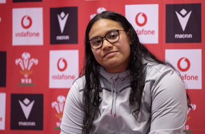 280323 - Wales Women Rugby Media Conference - Sisilia Tuipulotu of Wales speaks to media ahead of the Women’s 6 Nations match against Scotland