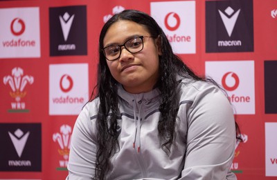 280323 - Wales Women Rugby Media Conference - Sisilia Tuipulotu of Wales speaks to media ahead of the Women’s 6 Nations match against Scotland