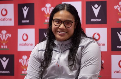 280323 - Wales Women Rugby Media Conference - Sisilia Tuipulotu of Wales speaks to media ahead of the Women’s 6 Nations match against Scotland