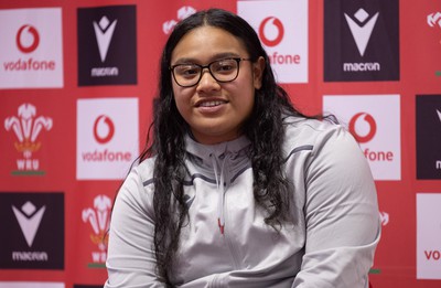 280323 - Wales Women Rugby Media Conference - Sisilia Tuipulotu of Wales speaks to media ahead of the Women’s 6 Nations match against Scotland