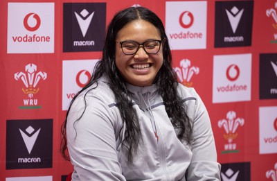 280323 - Wales Women Rugby Media Conference - Sisilia Tuipulotu of Wales speaks to media ahead of the Women’s 6 Nations match against Scotland