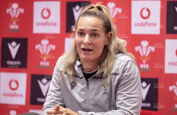 280323 - Wales Women Rugby Media Conference - Kerin Lake of Wales speaks to media ahead of the Women’s 6 Nations match against Scotland