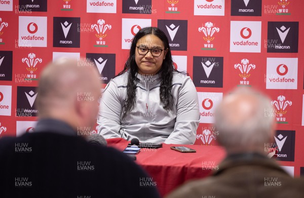280323 - Wales Women Rugby Media Conference - Sisilia Tuipulotu of Wales speaks to media ahead of the Women’s 6 Nations match against Scotland