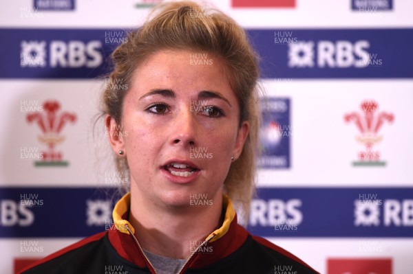 310117 - Wales Women Rugby Media Interviews - Elinor Snowsill talks to media