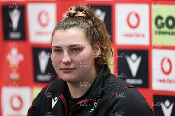 190324 - Wales Women Rugby Media Session - Gwenllian Pyrs during media session ahead of the start of the Women’s 6 Nations