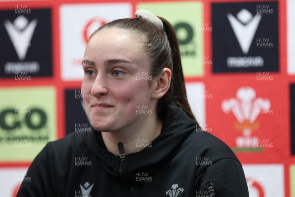 190324 - Wales Women Rugby Media Session - Nel Metcalfe during media session ahead of the start of the Women’s 6 Nations