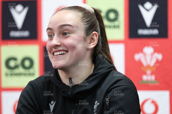 190324 - Wales Women Rugby Media Session - Nel Metcalfe during media session ahead of the start of the Women’s 6 Nations