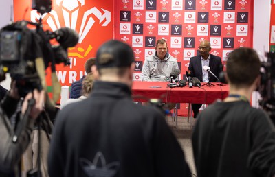 030323 - WRU Press Conference - Wales Women head coach Ioan Cunningham and WRU Interim CEO Nigel Walker during a press conference to announce 25 full time contracted players to the Wales Women Squad