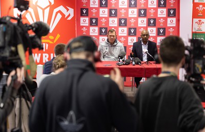 030323 - WRU Press Conference - Wales Women head coach Ioan Cunningham and WRU Interim CEO Nigel Walker during a press conference to announce 25 full time contracted players to the Wales Women Squad