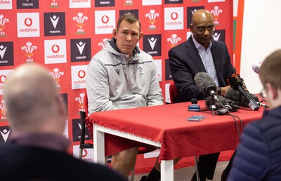 030323 - WRU Press Conference - Wales Women head coach Ioan Cunningham and WRU Interim CEO Nigel Walker during a press conference to announce 25 full time contracted players to the Wales Women Squad