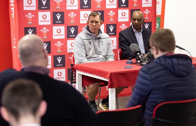 030323 - WRU Press Conference - Wales Women head coach Ioan Cunningham and WRU Interim CEO Nigel Walker during a press conference to announce 25 full time contracted players to the Wales Women Squad