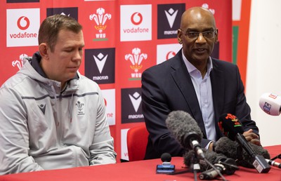 030323 - WRU Press Conference - Wales Women head coach Ioan Cunningham and WRU Interim CEO Nigel Walker during a press conference to announce 25 full time contracted players to the Wales Women Squad